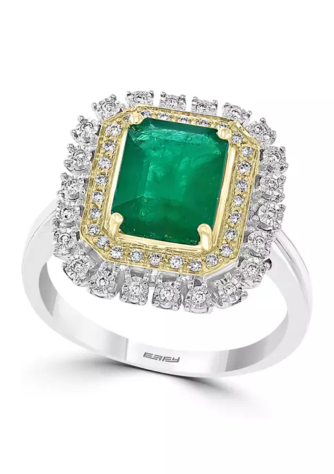 Budget 🔥 14K Gold 1/10 ct. t.w. Diamond and 2.19 ct. t.w. Natural Emerald Ring by Effy® ✔️ 1 Budget 🔥 14K Gold 1/10 ct. t.w. Diamond and 2.19 ct. t.w. Natural Emerald Ring by Effy® ✔️