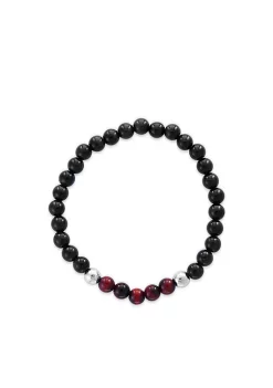 Outlet 😍 Black and Red Tiger Eye and Meteorite Beads Stretch Bracelet by Effy® 🔔