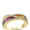 Deals 😍 1/3 ct. t.w. Diamond and 1.33 ct. t.w. Multi Sapphire Ring in 14k Yellow Gold by Effy® 🎁