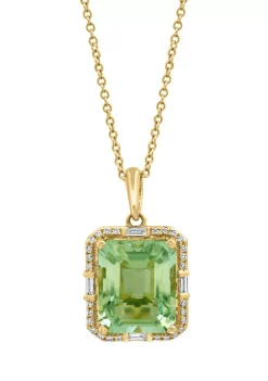 Promo 😀 14K Yellow Gold Diamond and Green Amethyst Pendant Necklace by Effy® ✔️