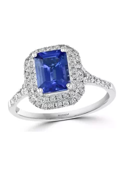 Hot Sale 👏 1/2 ct. t.w. Diamonds and 1.33 ct. t.w. Tanzanite Ring in 14k White Gold by Effy® ❤️