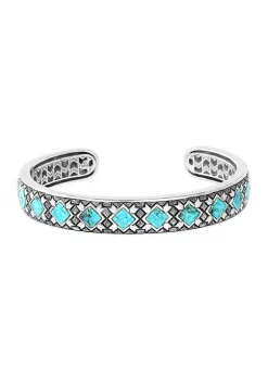 Budget ⭐ Men's 5.15 ct. t.w. Turquoise Cuff Bracelet in Sterling Silver by Effy® 🛒