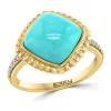 Promo 🎉 1/10 ct. t.w. Diamond and 4.41 ct. t.w. Turquoise Ring in 14K Yellow Gold by Effy® 🛒