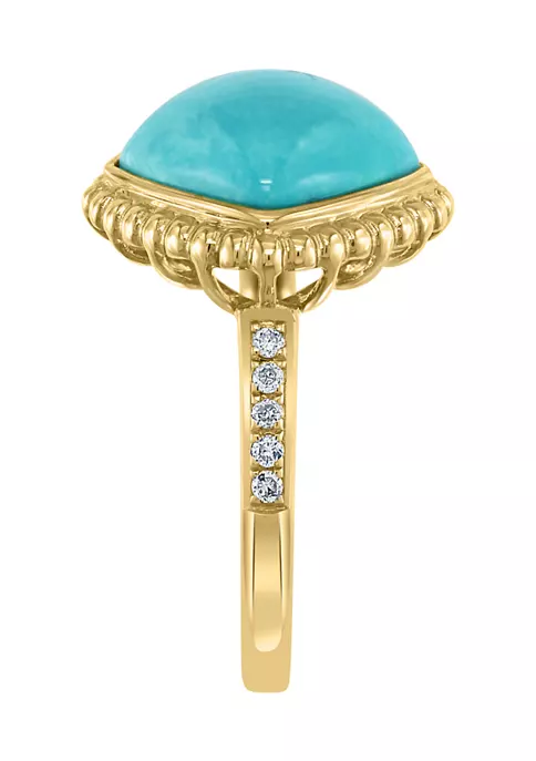 Promo 🎉 1/10 ct. t.w. Diamond and 4.41 ct. t.w. Turquoise Ring in 14K Yellow Gold by Effy® 🛒 4 Promo 🎉 1/10 ct. t.w. Diamond and 4.41 ct. t.w. Turquoise Ring in 14K Yellow Gold by Effy® 🛒 - Image 4