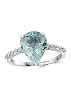 Buy 🌟 1/5 ct. t.w. Diamonds and 2.6 ct. t.w. Aquamarine Ring in 14k White Gold by Effy® 🔥