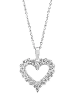 Coupon 👍 Sterling Silver 1/2 ct. t.w. Diamond Heart Necklace by Effy® 🔥
