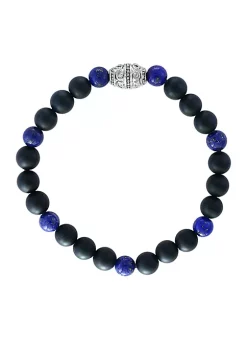 Best deal 😍 Men's Meteorite and Lapis Lazuli Beaded Bracelet by Effy® ⌛