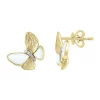 Budget ⭐ 1/10 ct. t.w. Diamond and 👩 Mother of Pearl Butterfly Earrings in 14K Yellow Gold by Effy® 🌟