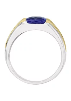 Hot Sale 🧨 Sterling Silver/14K Yellow Gold Diamond, Tanzanite Men's Ring by Effy® 🛒 -Effy® Sales Shop Belk 1658
