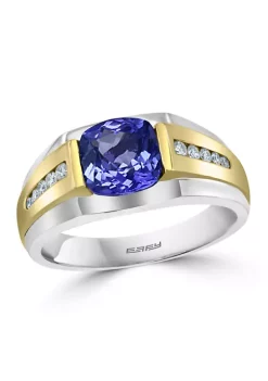 Hot Sale 🧨 Sterling Silver/14K Yellow Gold Diamond, Tanzanite Men's Ring by Effy® 🛒 -Effy® Sales Shop Belk 1659