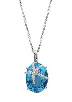 Buy 🔔 13.65 ct. t.w. Blue Topaz and 1/10 ct. t.w. Diamond Pendant Necklace in 14K White Gold by Effy® 🔥 -Effy® Sales Shop Belk 1664