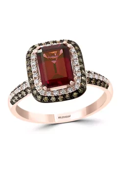 Deals 💯 1.6 ct. t.w. Rhodolite and 1/2 ct. t.w. White and Brown Diamond Ring in 14K Rose Gold by Effy® 😀