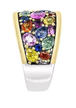 Cheap ⭐ 4.25 Multiple Sapphire Ring in Sterling Silver over 18k Yellow Gold by Effy® 🎁 -Effy® Sales Shop Belk 1691
