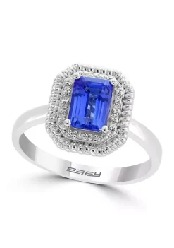 Promo ✔️ 1/10 ct. t.w. Diamond and 1 ct. t.w. Tanzanite Ring in 14K White Gold by Effy® 🛒