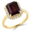 Best Sale 🎉 1/4 ct. t.w. Diamond and Garnet Ring in 14K Yellow Gold by Effy® 🛒