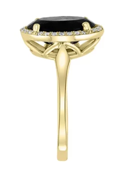 Top 10 🧨 1/8 ct. t.w. Diamond and Onyx Oval Ring in 14K Yellow Gold by Effy® 🛒 -Effy® Sales Shop Belk 1717