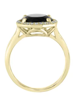 Top 10 🧨 1/8 ct. t.w. Diamond and Onyx Oval Ring in 14K Yellow Gold by Effy® 🛒 -Effy® Sales Shop Belk 1718