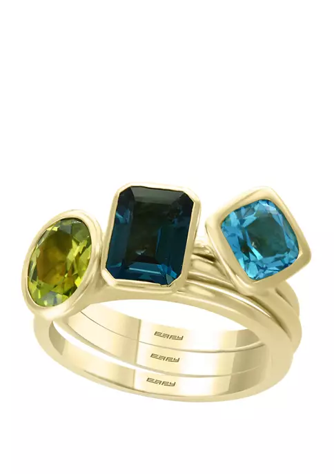 Promo ⌛ Set of 3 4.7 ct. t.w. Semi Precious Mixed Gemstone Rings in 14K Yellow Gold by Effy® ❤️ 1 Promo ⌛ Set of 3 4.7 ct. t.w. Semi Precious Mixed Gemstone Rings in 14K Yellow Gold by Effy® ❤️