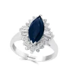 Hot Sale 🌟 1/2 ct. t.w. Diamond Natural Sapphire Cluster Ring in 14k White Gold by Effy® 😉