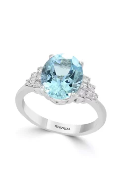 Top 10 🤩 1/3 ct. t.w. Diamond Aquamarine Ring in 14k White Gold by Effy® 🎁
