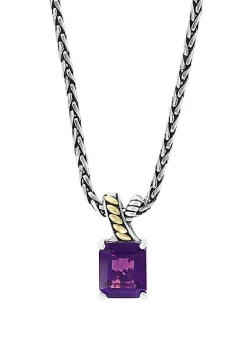 New 👍 5.4 ct. t.w. Amethyst Pendant Necklace in 925 Sterling Silver and 18k Yellow Gold by Effy® 😉