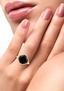 Promo 😍 14K Yellow Gold 1/8 ct. t.w. Diamond and 4.65 ct. t.w. Onyx Ring by Effy® ❤️ -Effy® Sales Shop Belk 1762