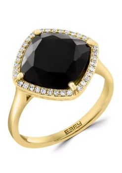 Promo 😍 14K Yellow Gold 1/8 ct. t.w. Diamond and 4.65 ct. t.w. Onyx Ring by Effy® ❤️ -Effy® Sales Shop Belk 1763