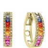 Hot Sale 🎁 1/4 ct. t.w. Diamond, 2.39 ct. t.w. Multi Sapphire, Natural Ceylon Sapphire, Green Sapphire, Orange Sapphire, Pink Sapphire, Yellow Sapphire Earrings in 14k Yellow Gold by Effy® 🎉