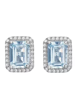 Promo 🎁 1/5 ct. t.w. Diamond and 2.6 ct. t.w. Aquamarine Earrings in 14K White Gold by Effy® ⭐ -Effy® Sales Shop Belk 1773