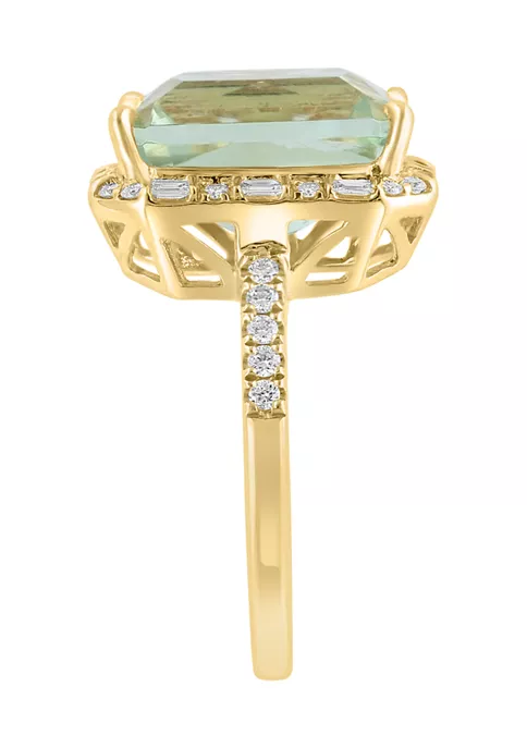 Discount ❤️ Diamond and Green Amethyst Ring in 14K Yellow Gold by Effy® 😉 3 Discount ❤️ Diamond and Green Amethyst Ring in 14K Yellow Gold by Effy® 😉 - Image 3