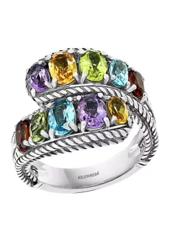 Hot Sale ✨ Sterling Silver 4 ct. t.w. Amethyst, Blue Topaz, Citrine, Garnet, and Peridot Ring by Effy® ❤️
