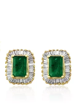 Effy® Sales Shop 20 Deals 🛒 Emerald and Diamond Earrings in 14K Yellow Gold by Effy® 🥰