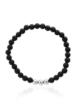 Promo 🧨 Onyx and Meteorite Matte Bead Stretch Bracelet by Effy® 👏