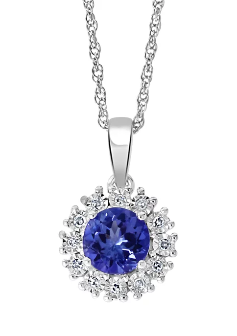 Outlet ❤️ 3/4 ct. t.w. Natural Tanzanite and 1/10 ct. t.w. Diamond Pendant Necklace in Sterling Silver by Effy® 😍 2 Outlet ❤️ 3/4 ct. t.w. Natural Tanzanite and 1/10 ct. t.w. Diamond Pendant Necklace in Sterling Silver by Effy® 😍 - Image 2