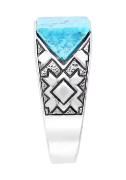Outlet 🤩 Men's 6.65 ct. t.w. Turquoise Ring in Sterling Silver by Effy® ❤️ -Effy® Sales Shop Belk 1831