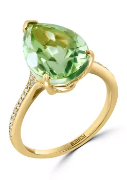 Outlet 😉 14K Yellow Gold Diamond and Green Amethyst Ring by Effy® ⌛