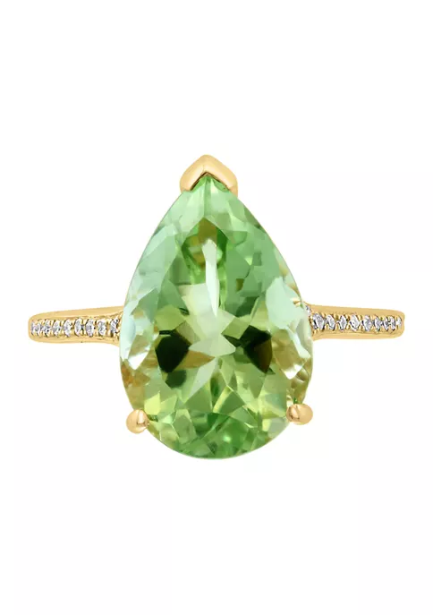Outlet 😉 14K Yellow Gold Diamond and Green Amethyst Ring by Effy® ⌛ 2 Outlet 😉 14K Yellow Gold Diamond and Green Amethyst Ring by Effy® ⌛ - Image 2