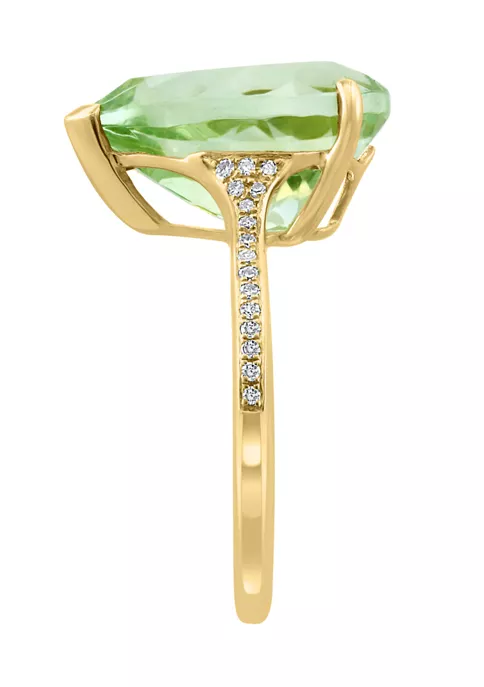 Outlet 😉 14K Yellow Gold Diamond and Green Amethyst Ring by Effy® ⌛ 3 Outlet 😉 14K Yellow Gold Diamond and Green Amethyst Ring by Effy® ⌛ - Image 3