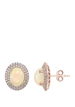 Cheap 😍 3/4 ct. t.w. Diamond and 4.05 ct. t.w. Ethiopian Opal Earrings in 14K Yellow Gold by Effy® ⭐