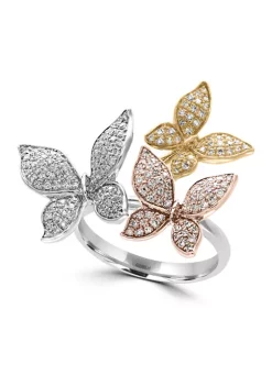 Budget 🎁 5/8 ct. t.w. Diamond Trio Butterfly Ring in 14K Tri Tone Gold by Effy® 🤩