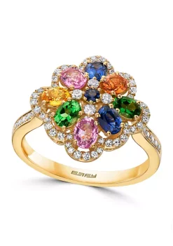 Deals 🛒 1/3 ct. t.w. Diamond and 1.59 ct. t.w. Multi Sapphire Ring in 14K White Gold by Effy® ✨