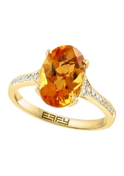 Budget 🎁 14K Yellow Gold Diamond and Citrine Ring by Effy® 💯