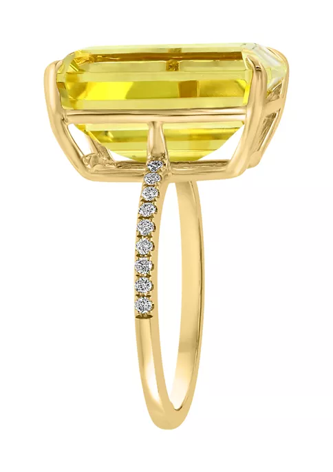 Promo ⌛ 14K Yellow Gold Diamond and Lemon Quartz Ring by Effy® 🤩 2 Promo ⌛ 14K Yellow Gold Diamond and Lemon Quartz Ring by Effy® 🤩 - Image 2