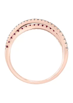 Buy 🥰 1/6 ct. t.w. Diamond and 1/4 ct. t.w. Ruby Ring in 14K Rose Gold by Effy® 🧨 -Effy® Sales Shop Belk 1881