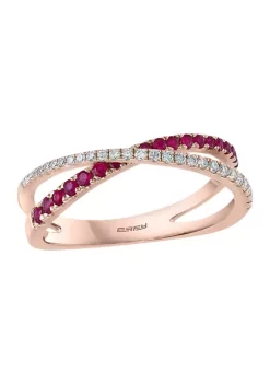 Buy 🥰 1/6 ct. t.w. Diamond and 1/4 ct. t.w. Ruby Ring in 14K Rose Gold by Effy® 🧨 -Effy® Sales Shop Belk 1883