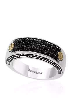Discount 🌟 Men's Sterling Silver and 18k Yellow Gold Black Sapphire Ring by Effy® ❤️