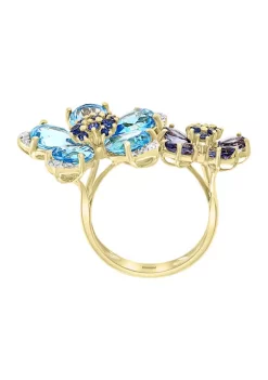 Budget 🌟 1/10 ct. t.w. Diamond and 7.85 ct. t.w. Blue Topaz, Iolite, and Sapphire Ring in 14K Yellow Gold by Effy® 🥰 -Effy® Sales Shop Belk 1958