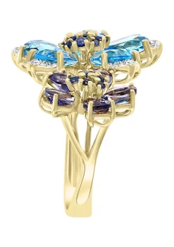 Budget 🌟 1/10 ct. t.w. Diamond and 7.85 ct. t.w. Blue Topaz, Iolite, and Sapphire Ring in 14K Yellow Gold by Effy® 🥰 -Effy® Sales Shop Belk 1959