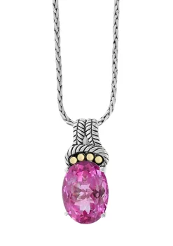 Discount 🌟 Sterling Silver/18K Yellow Gold 13.8 ct. t.w. Pink Topaz Pendant by Effy® 🎉