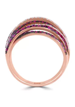 New 🎉 1/3 ct. t.w. Diamond and 3/4 ct. t.w. Ruby Ring in 14K Rose Gold by Effy® ⌛ -Effy® Sales Shop Belk 1966